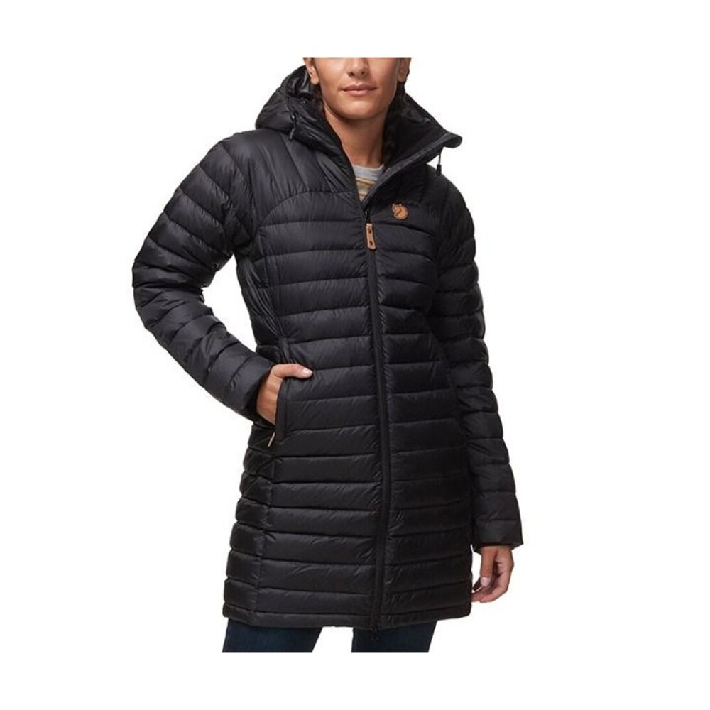Fjallraven Women's Black Long Puffer Coat with Hood